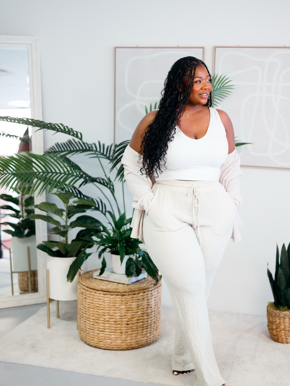 Fashion Nova Cream Wide Leg Two-Piece Set - Women - Picture 2 of 3